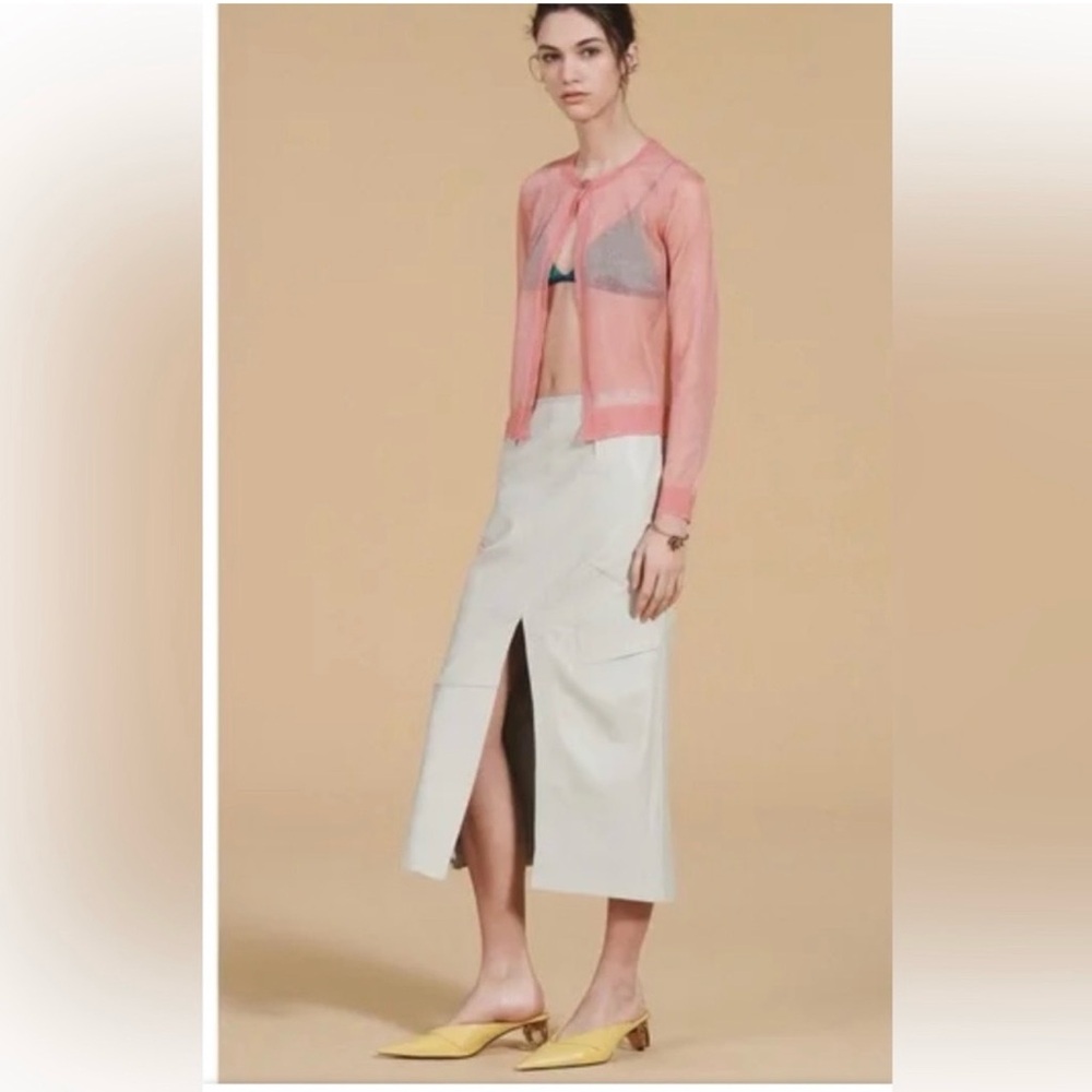 Zara 100% sheep leather midi skirt